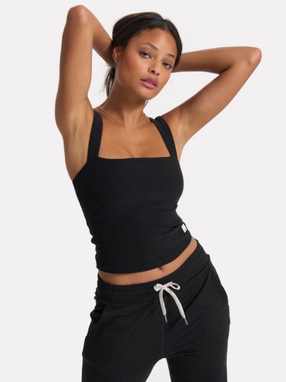 VUORI Elevation Square Neck Tank in Black Heather